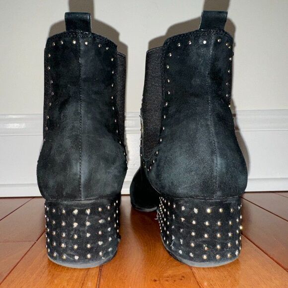 Marc Fisher Black Suede Tango Silver Studded Chelsea Ankle Boots - Picture 9 of 11